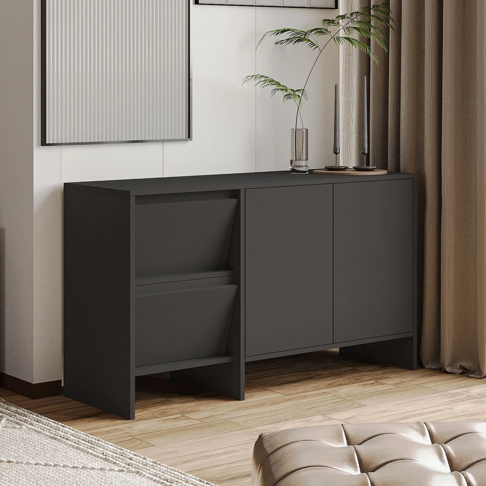 Sideboard & Skjenker-Crala Konsoll 130x81,8x44 cm Antrasitt
