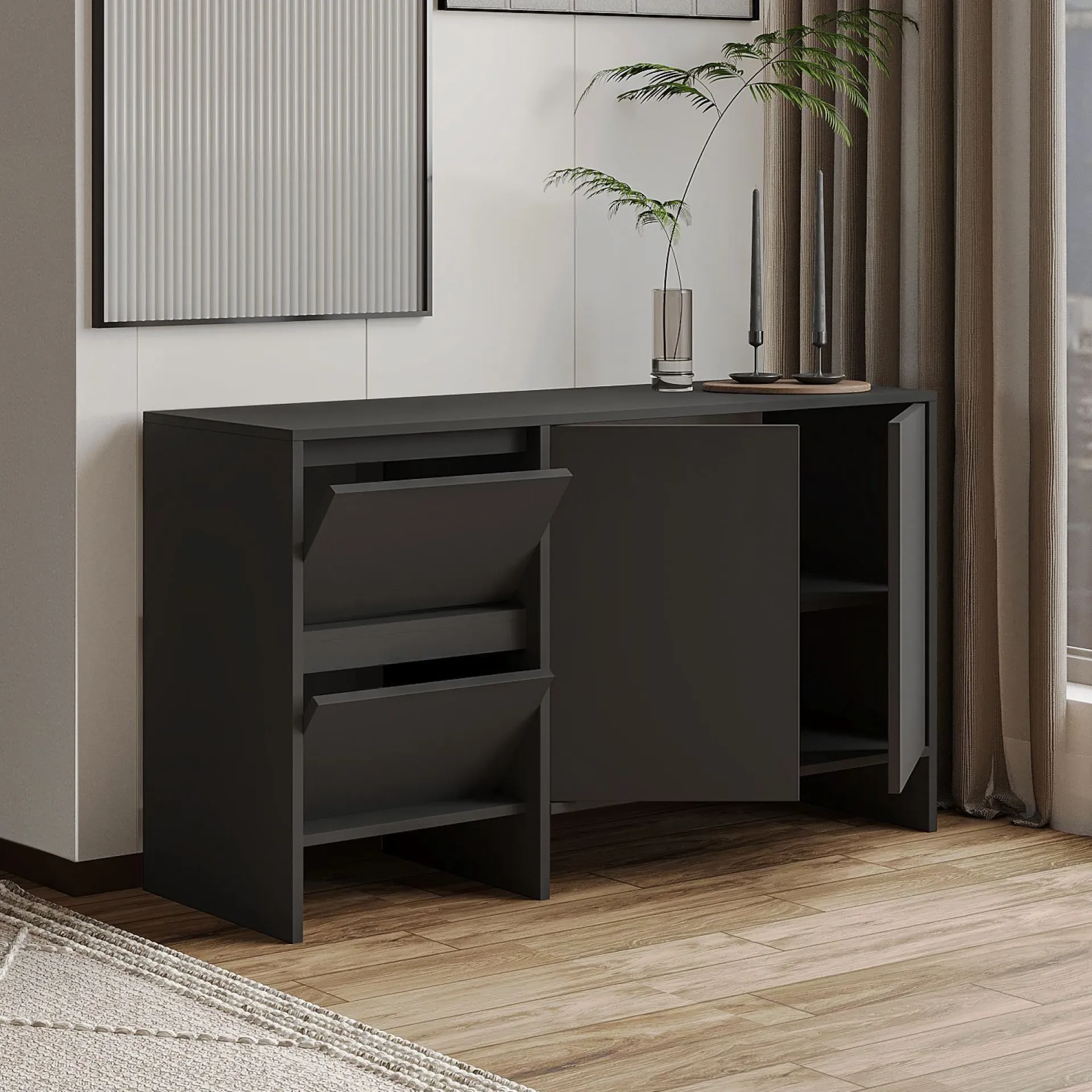 Sideboard & Skjenker-Crala Konsoll 130x81,8x44 cm Antrasitt