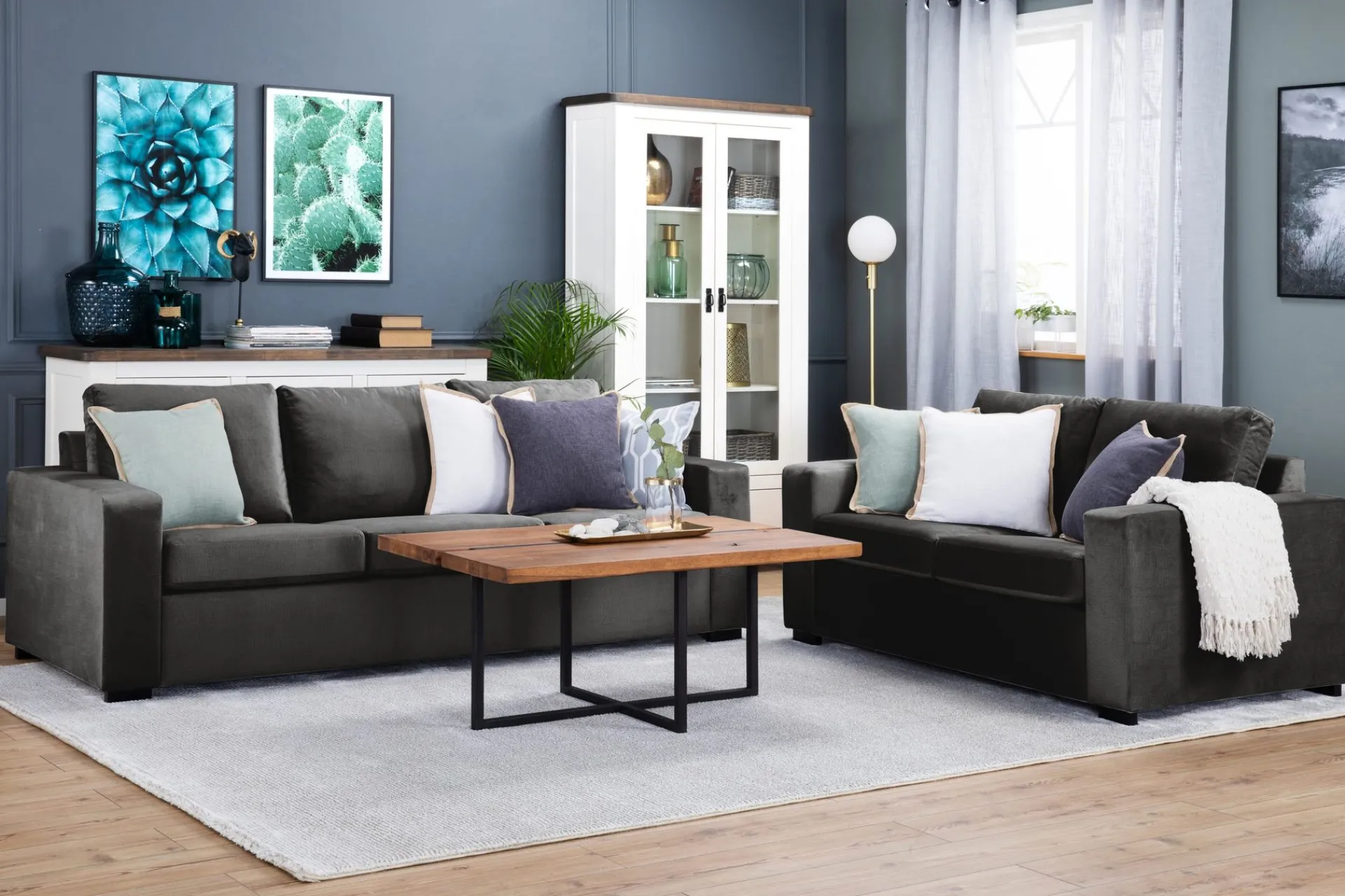 Basic Home 2 Seter Sofa-Crazy 2-seters Fløyelssofa Mørkegrå