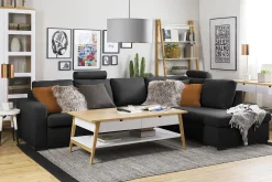 Basic Home Sofa Med Sjeselong-Crazy 4-seters Høyrevendt L-formet Sjeselongsofa i Stoff Grey