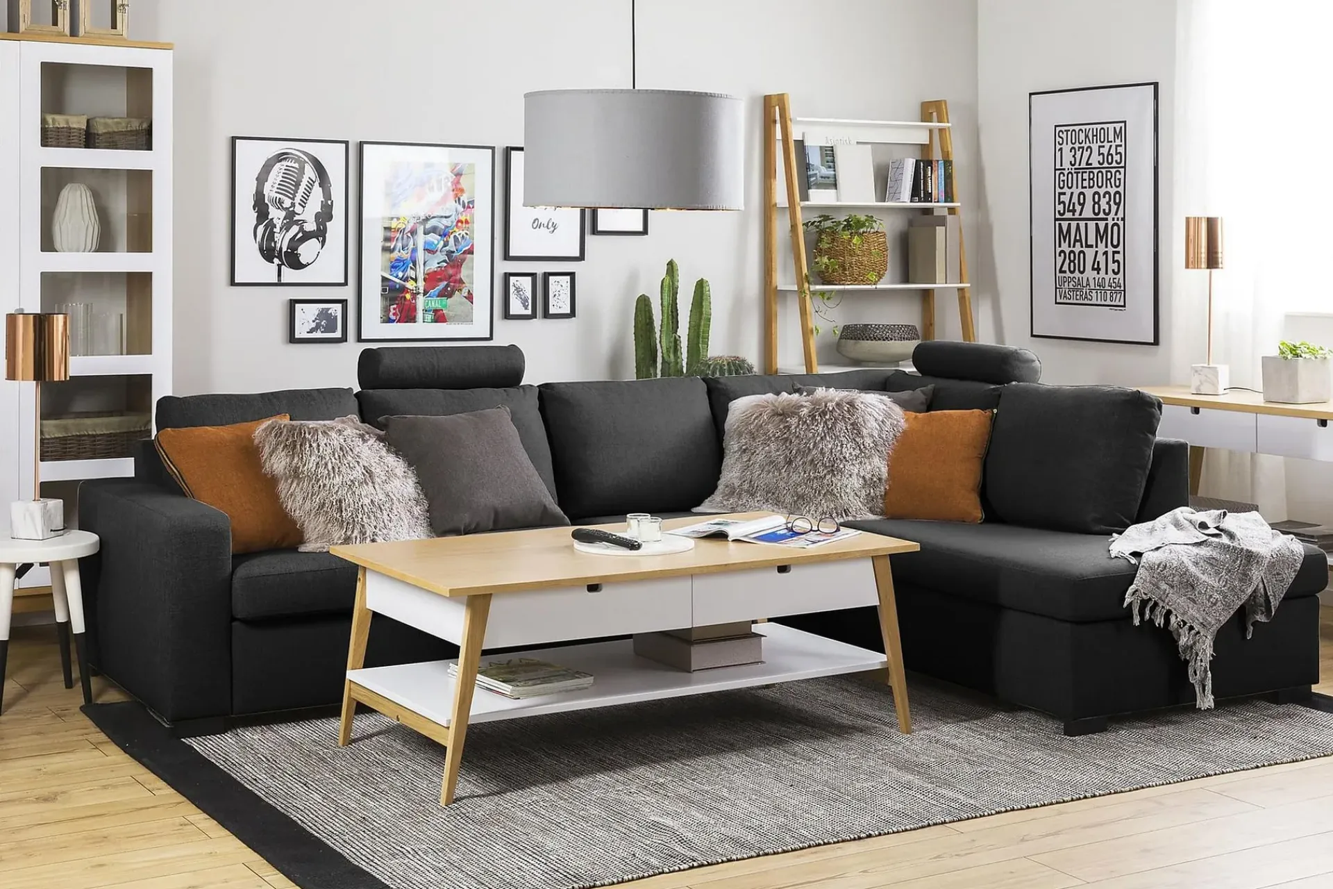 Basic Home Sofa Med Sjeselong-Crazy 4-seters Høyrevendt L-formet Sjeselongsofa i Stoff Grey