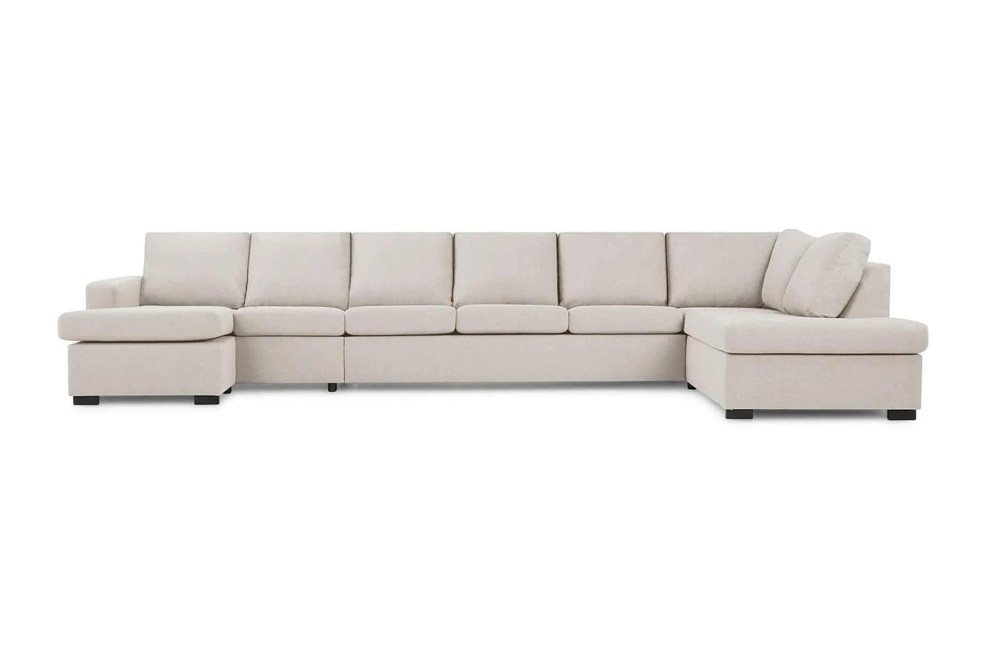 Basic Home U-Sofa-Crazy 6-seters Høyrevendt U-formet XX-Large Sofa med Divan og Sjeselong i Stoff Beige