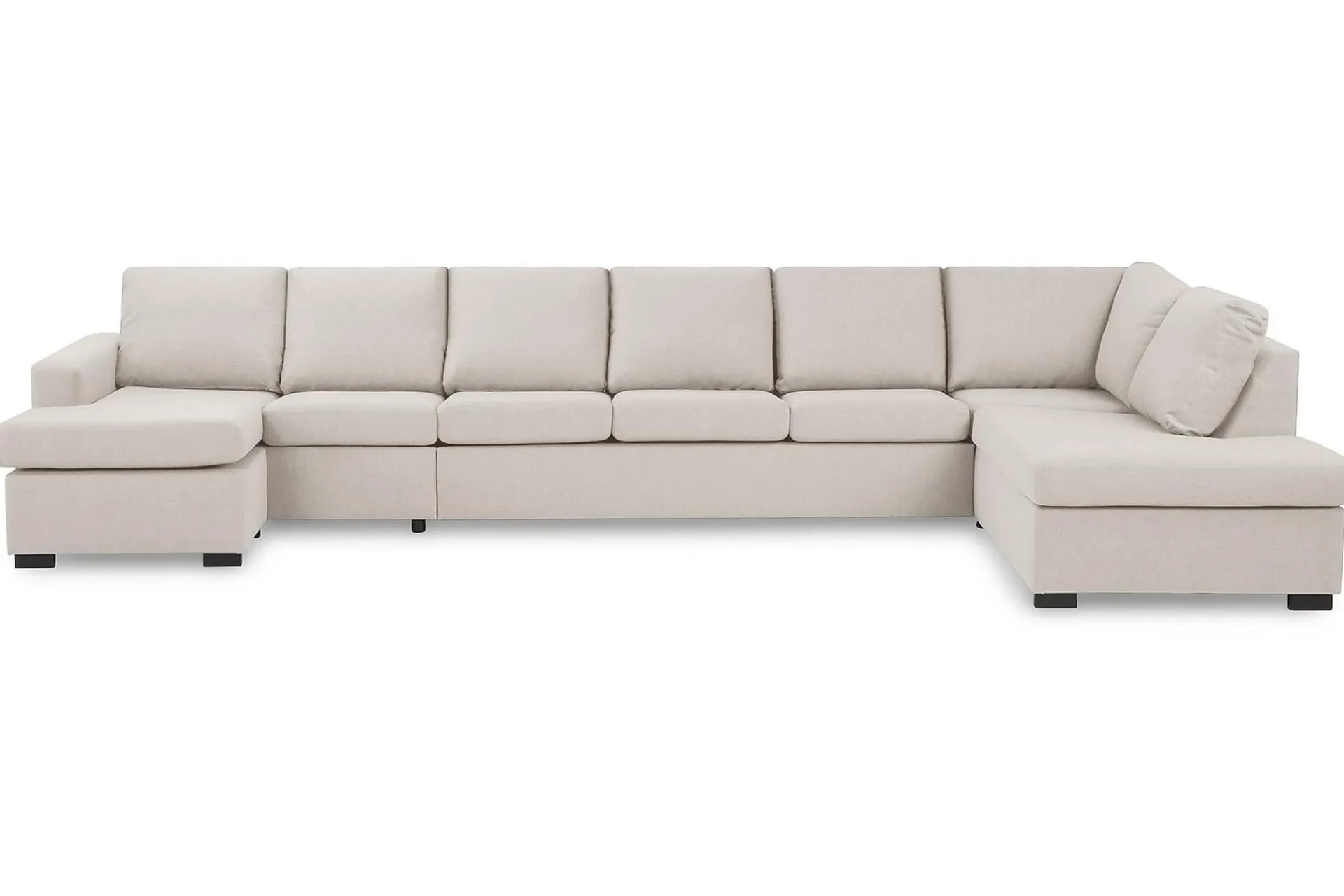 Basic Home U-Sofa-Crazy 6-seters Høyrevendt U-formet XX-Large Sofa med Divan og Sjeselong i Stoff Beige