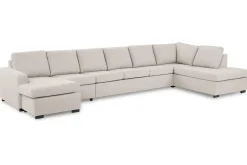 Basic Home U-Sofa-Crazy 6-seters Høyrevendt U-formet XX-Large Sofa med Divan og Sjeselong i Stoff Beige