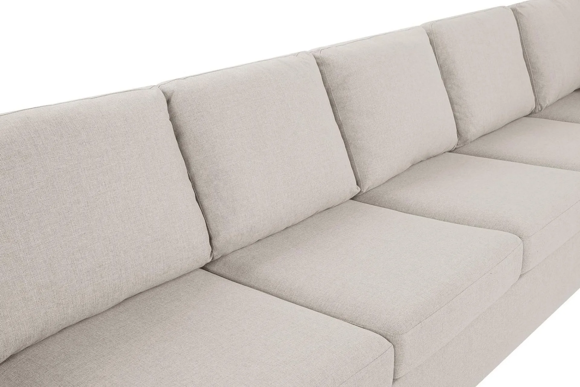 Basic Home U-Sofa-Crazy 6-seters Høyrevendt U-formet XX-Large Sofa med Divan og Sjeselong i Stoff Beige