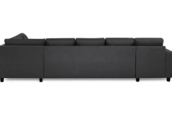 Basic Home U-Sofa-Crazy 5-seters Høyrevendt U-formet X-Large Sofa med Divan og Sjeselong i Stoff Mørkegrå