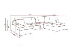 Basic Home Crazy 4-seters Høyrevendt U-formet Large Sofa med Divan og Sjeselong i Stoff