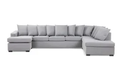 Basic Home Crazy 5-seters Høyrevendt U-formet X-Large Sofa med Divan og Sjeselong i Stoff inkl. Pynteputer
