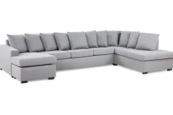 Basic Home Crazy 5-seters Høyrevendt U-formet X-Large Sofa med Divan og Sjeselong i Stoff inkl. Pynteputer