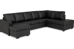 Basic Home Crazy 5-seters Høyrevendt U-formet X-Large Sofa med Divan og Sjeselong i Kunstlær