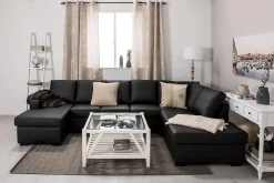 Basic Home Crazy 5-seters Høyrevendt U-formet X-Large Sofa med Divan og Sjeselong i Kunstlær