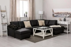 Basic Home Crazy 5-seters Høyrevendt U-formet X-Large Sofa med Divan og Sjeselong i Kunstlær