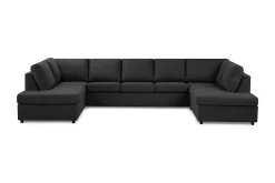 Basic Home Crazy 5-seters U-formet Sofa med Dobbel Sjeselong i Stoff