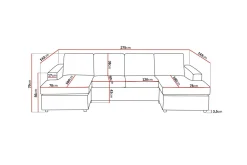 Basic Home U-Sofa-Crazy 4-seters U-formet Sofa med Dobbeldivan i Stoff Antracit