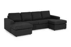 Basic Home U-Sofa-Crazy 4-seters U-formet Sofa med Dobbeldivan i Stoff Antracit
