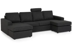 Basic Home U-Sofa-Crazy 4-seters U-formet Sofa med Dobbeldivan i Stoff Antracit