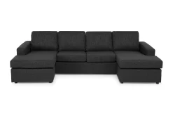 Basic Home U-Sofa-Crazy 4-seters U-formet Sofa med Dobbeldivan i Stoff Antracit