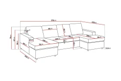 Basic Home U-Sofa-Crazy 4-seters U-formet Sofa med Dobbeldivan i Stoff Antracit