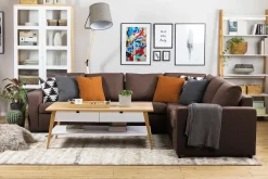 Basic Home Hjørnesofa-Crazy 5-seters Vendbar L-formet Large Hjørnesofa i Stoff Brun