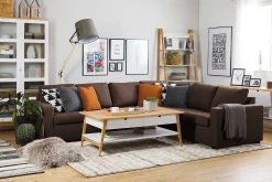 Basic Home Hjørnesofa-Crazy 5-seters Vendbar L-formet Large Hjørnesofa i Stoff Brun