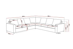 Basic Home Crazy 6-seters Vendbar L-formet X-Large Hjørnesofa i Stoff