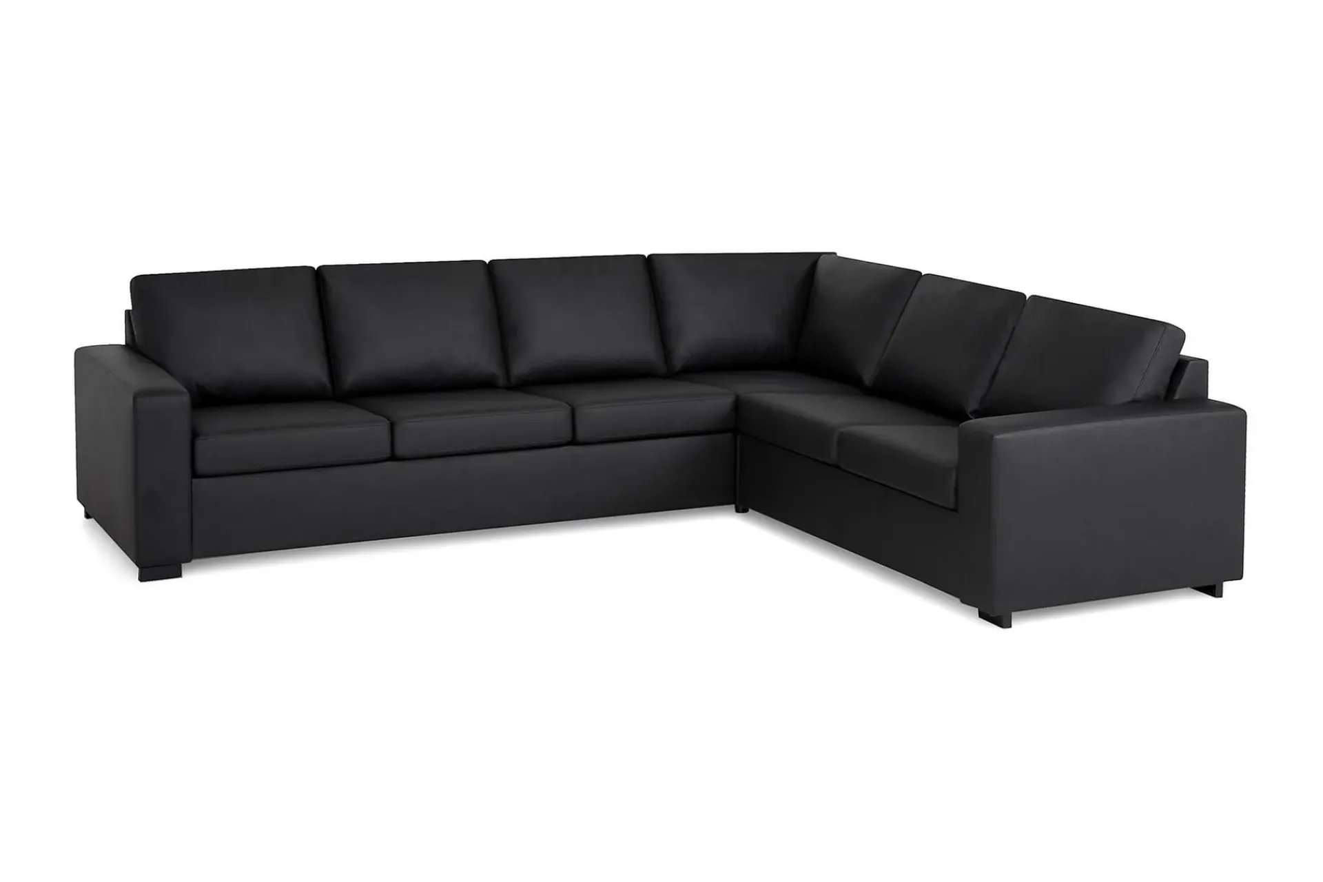 Basic Home Sofa Med Sjeselong-Crazy 5-seters Vendbar L-formet Large Hjørnesofa i Kunstlær Svart