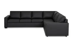 Basic Home Sofa Med Sjeselong-Crazy 5-seters Vendbar L-formet Large Hjørnesofa i Kunstlær Svart