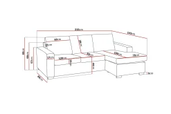 Basic Home Crazy 3-seters Vendbar L-formet Sjeselongsofa i Stoff