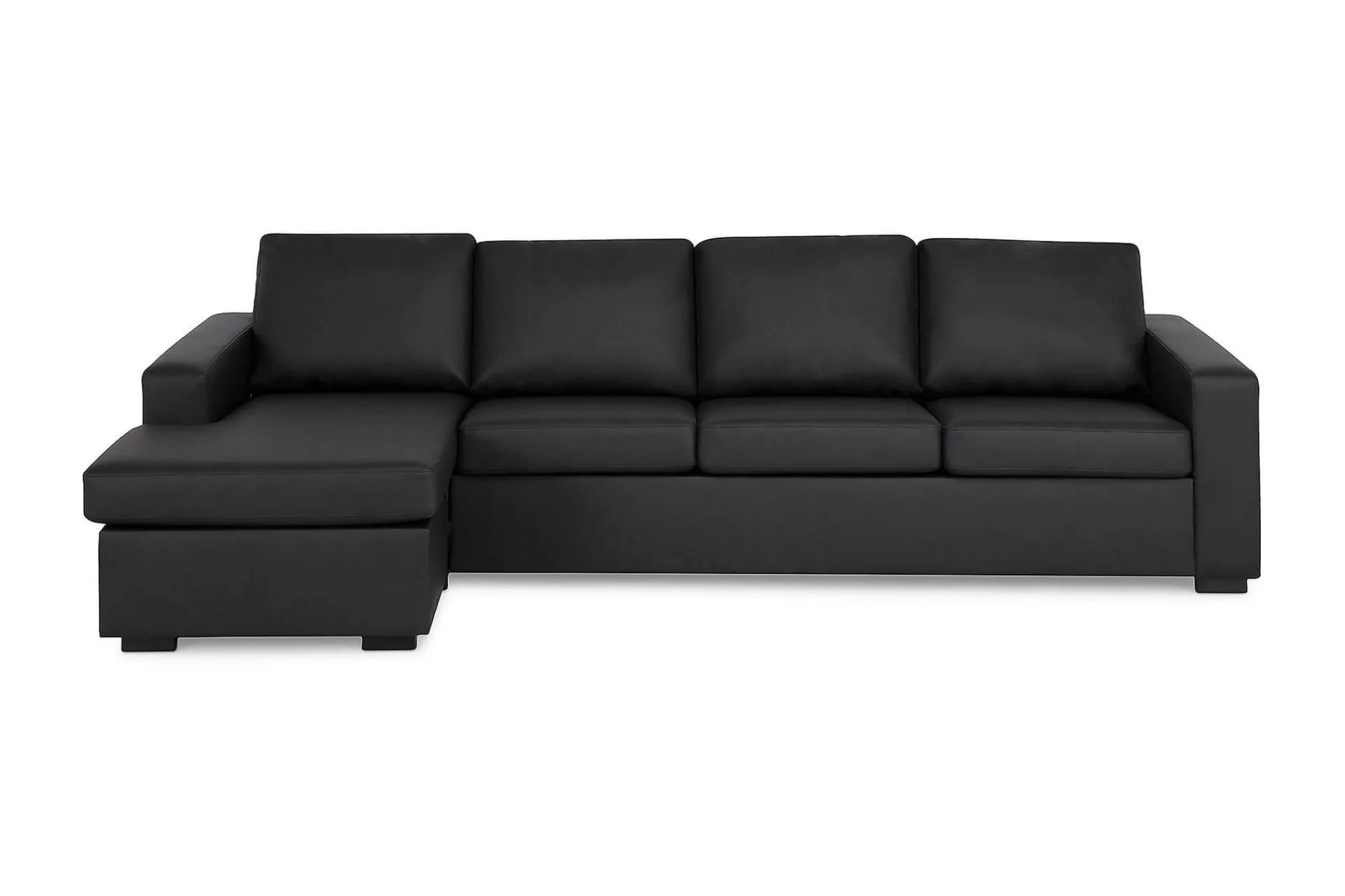 Basic Home Sofa Med Sjeselong-Crazy 4-seters Vendbar L-formet Sjeselongsofa i Kunstlær Svart