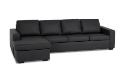 Basic Home Sofa Med Sjeselong-Crazy 4-seters Vendbar L-formet Sjeselongsofa i Kunstlær Svart