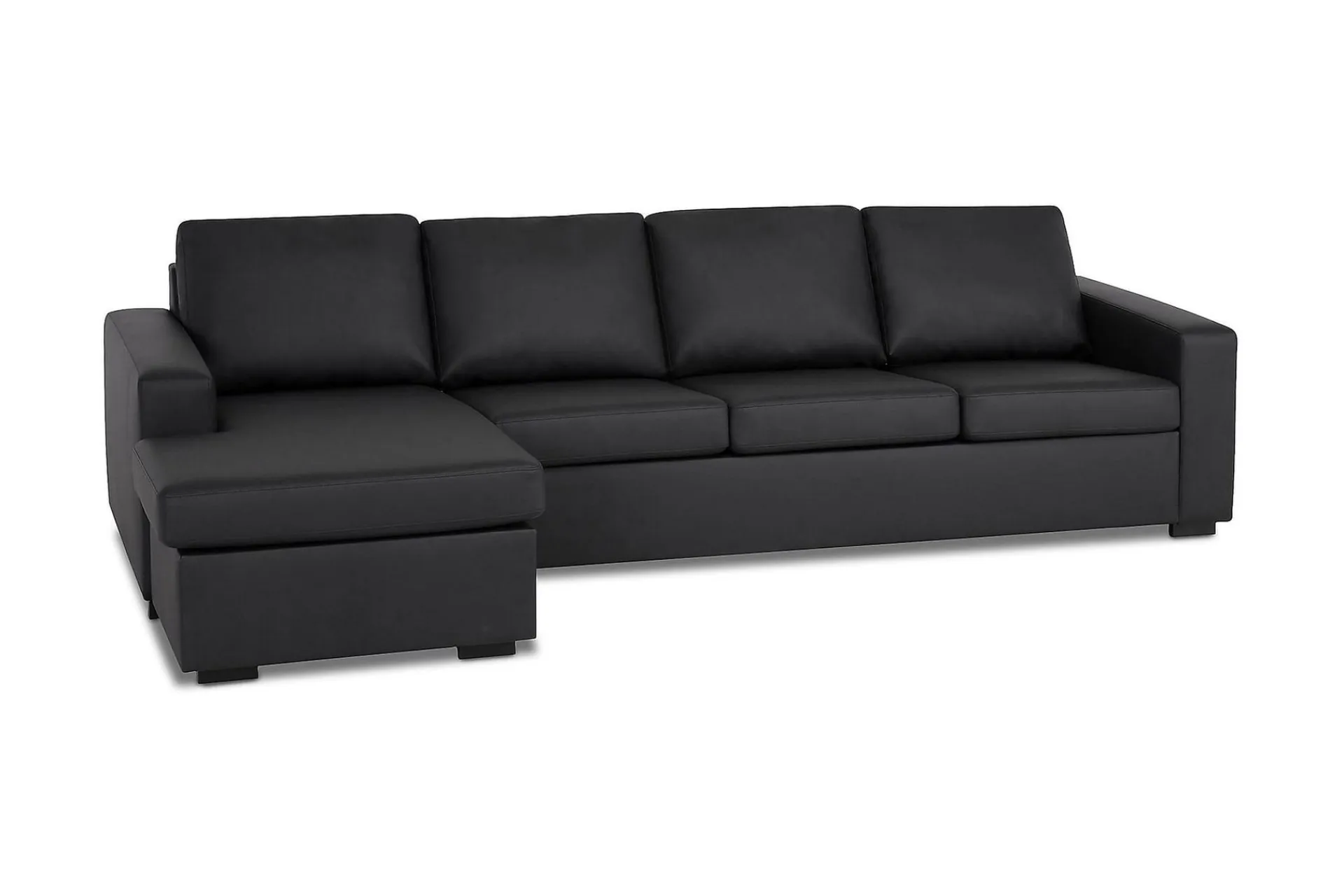 Basic Home Sofa Med Sjeselong-Crazy 4-seters Vendbar L-formet Sjeselongsofa i Kunstlær Svart