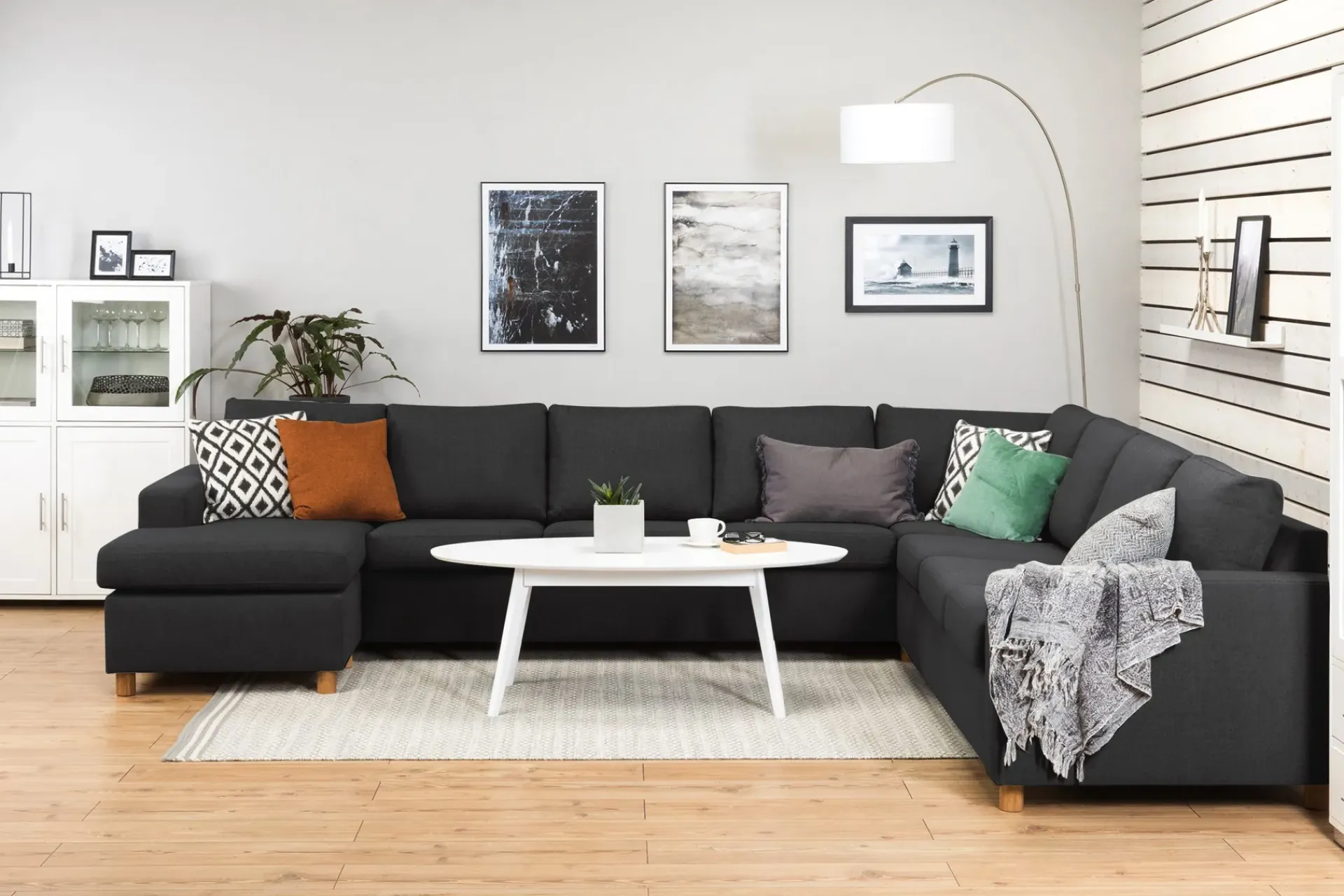 Basic Home Crazy 7-seters Vendbar U-formet XX-Large Hjørnesofa med Divan i Stoff