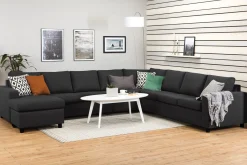 Basic Home Hjørnesofa-Crazy 7-seters Vendbar U-formet XX-Large Hjørnesofa med Divan i Stoff Grey
