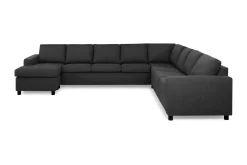 Basic Home Hjørnesofa-Crazy 7-seters Vendbar U-formet XX-Large Hjørnesofa med Divan i Stoff Grey
