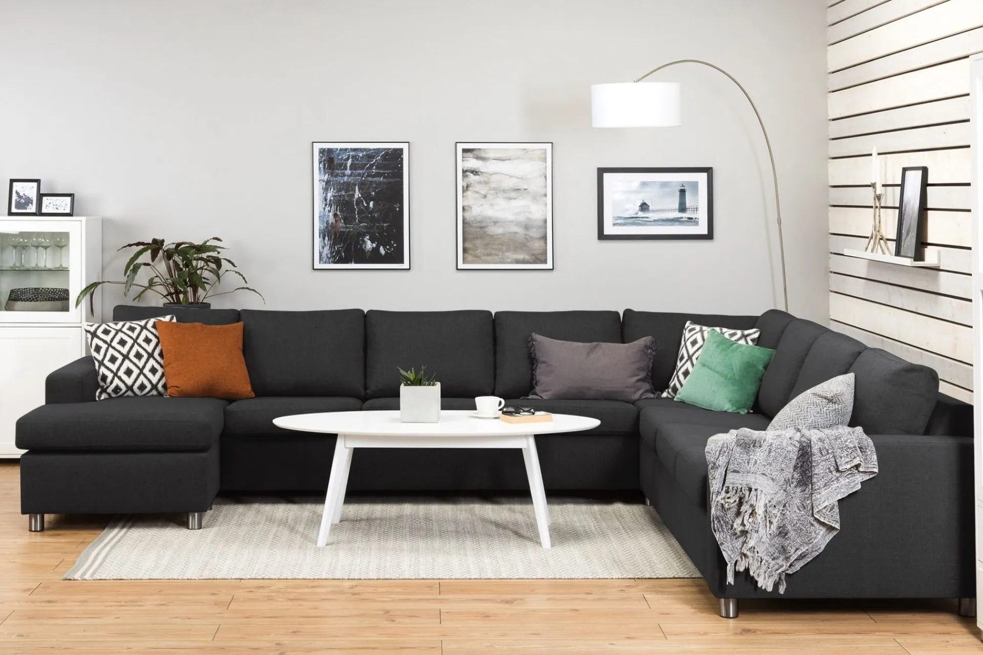 Basic Home Crazy 7-seters Vendbar U-formet XX-Large Hjørnesofa med Divan i Stoff
