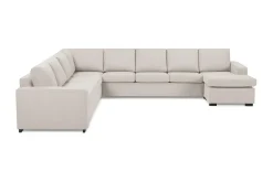 Basic Home 2 Seter Sofa|Sofa Med Sjeselong-Crazy 7-seters Vendbar U-formet XX-Large Hjørnesofa med Divan i Stoff Beige