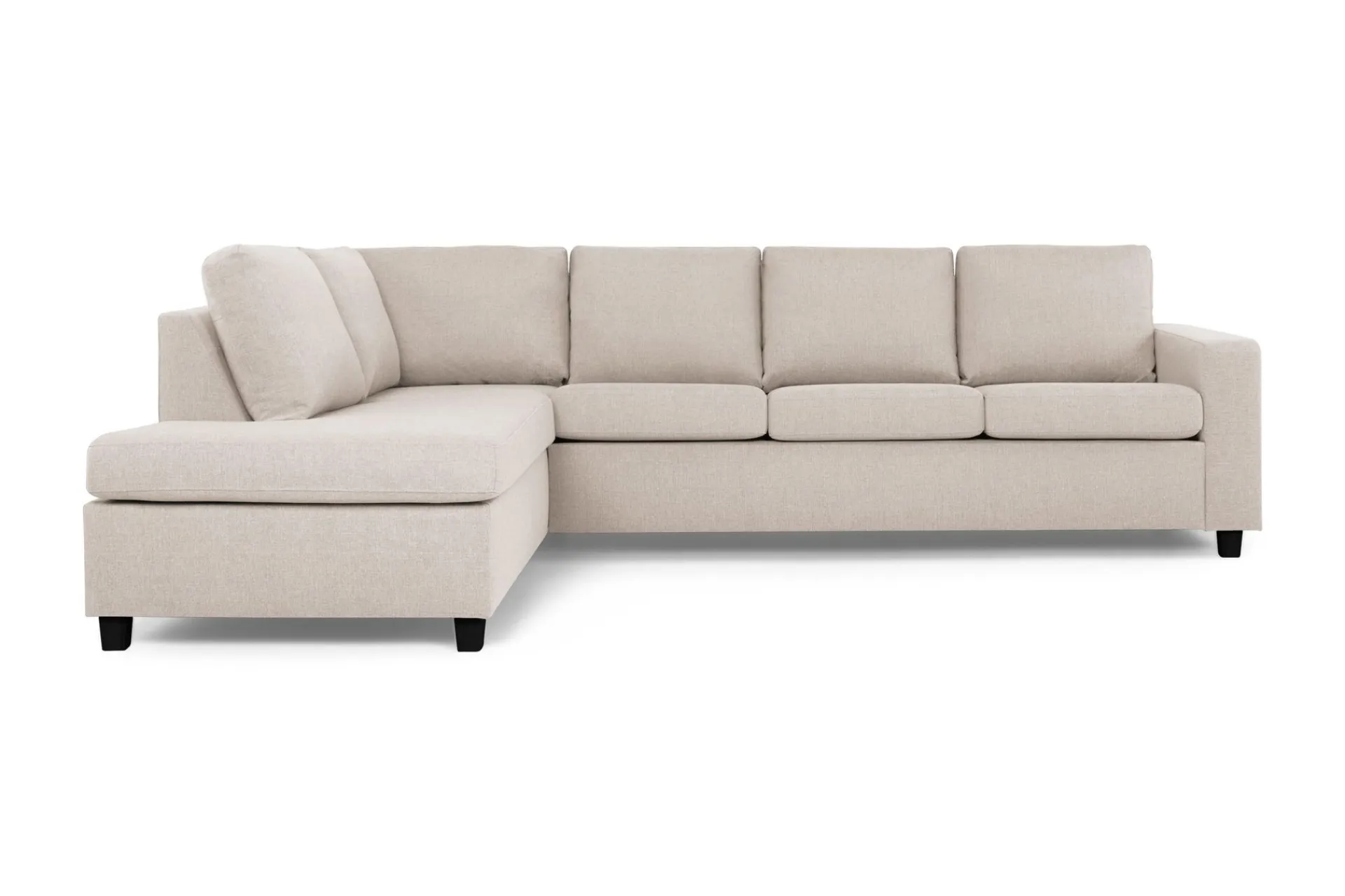 Basic Home Sofa Med Sjeselong-Crazy 4-seters Venstrevendt L-formet Sjeselongsofa i Stoff Beige