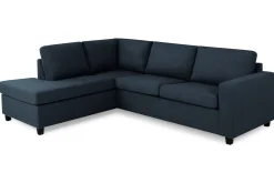 Basic Home Sofa Med Sjeselong-Crazy 3-seters Venstrevendt L-formet Sjeselongsofa i Stoff Blå