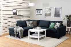Basic Home Sofa Med Sjeselong-Crazy 3-seters Venstrevendt L-formet Sjeselongsofa i Stoff Blå