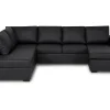 Basic Home U-Sofa-Crazy 4-seters Venstrevendt U-formet Large Sofa med Divan og Sjeselong i Kunstlær Svart