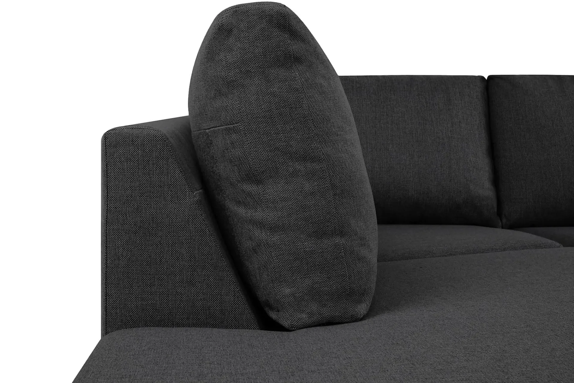 Basic Home U-Sofa-Crazy 5-seters Venstrevendt U-formet Sofa med Divan og Sjeselong i Stoff Mørkegrå