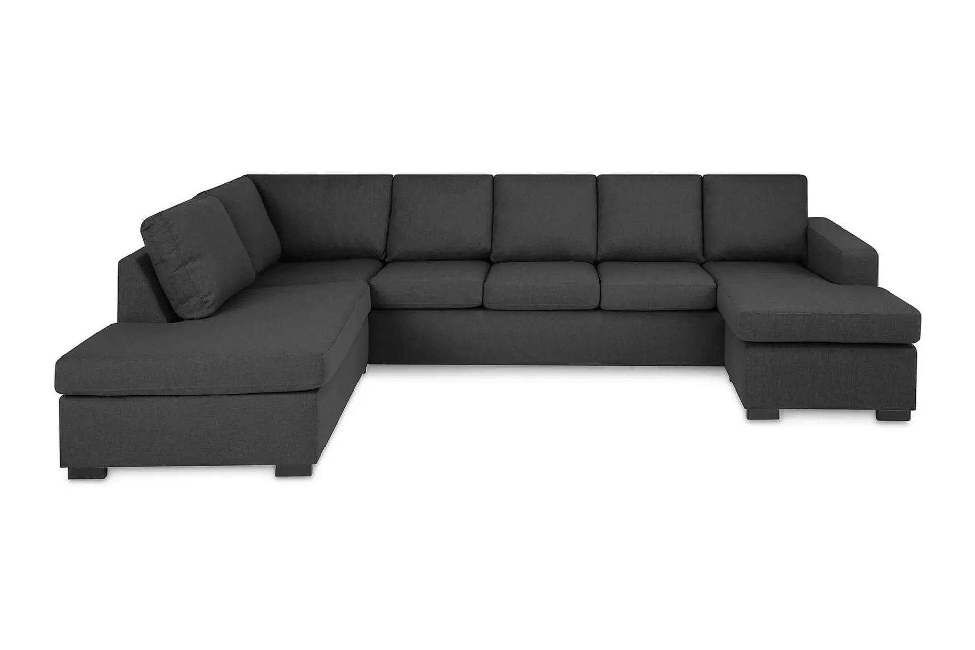 Basic Home U-Sofa-Crazy 5-seters Venstrevendt U-formet Sofa med Divan og Sjeselong i Stoff Mørkegrå