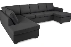 Basic Home U-Sofa-Crazy 5-seters Venstrevendt U-formet Sofa med Divan og Sjeselong i Stoff Mørkegrå