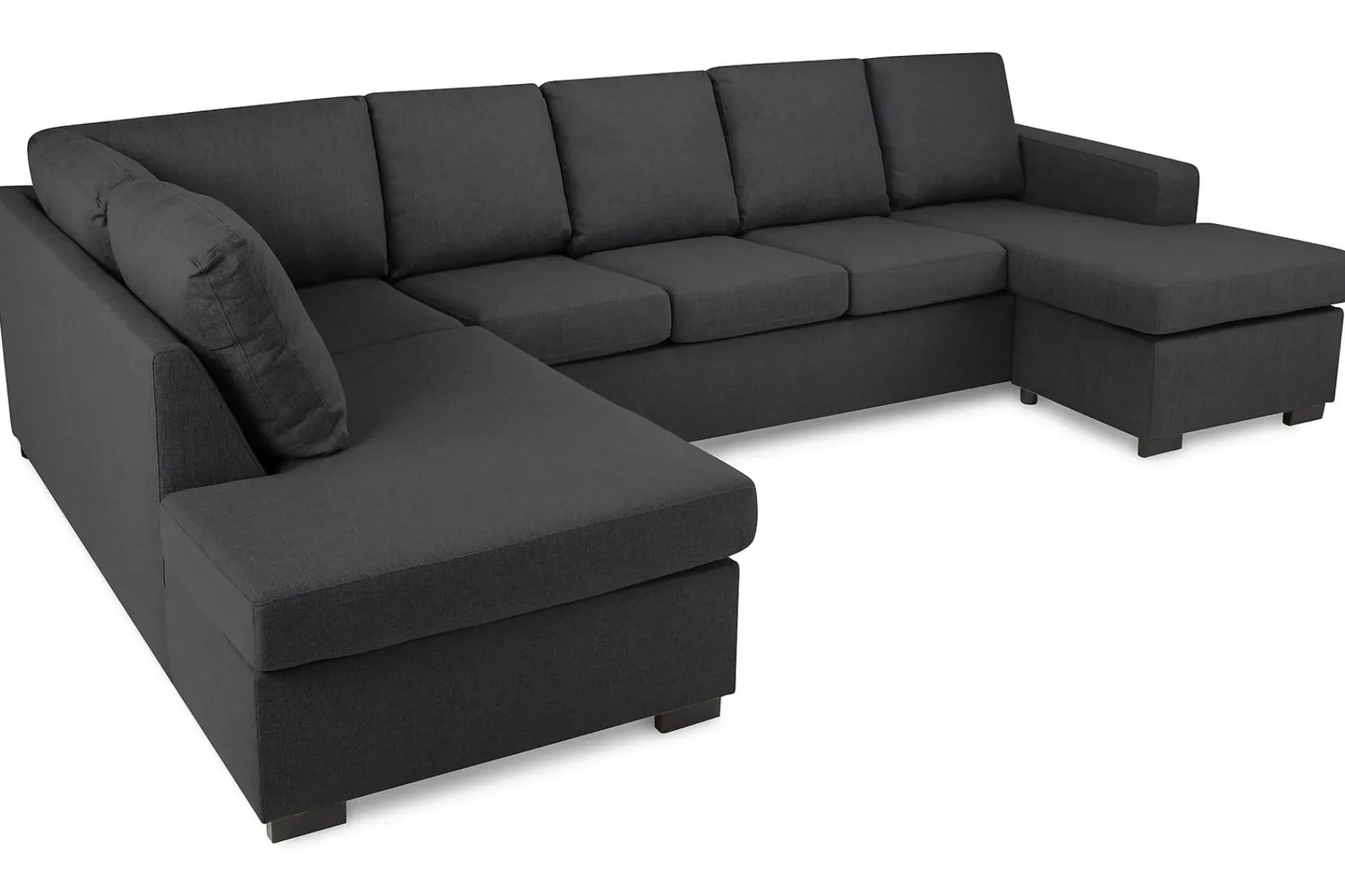 Basic Home U-Sofa-Crazy 5-seters Venstrevendt U-formet Sofa med Divan og Sjeselong i Stoff Mørkegrå