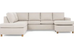 Basic Home U-Sofa-Crazy 4-seters Venstrevendt U-formet Large Sofa med Divan og Sjeselong i Stoff Beige