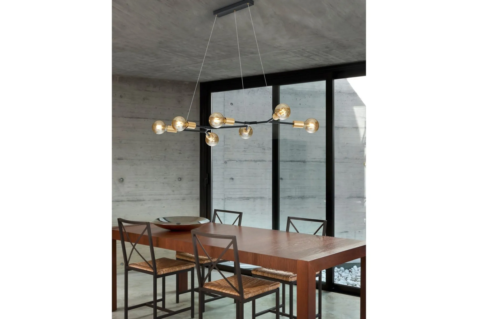 Trio Lighting Cross Pendellampe 7xE27 med svart / gull