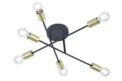 Trio Lighting Cross Plafond 6xE27 svart / gull