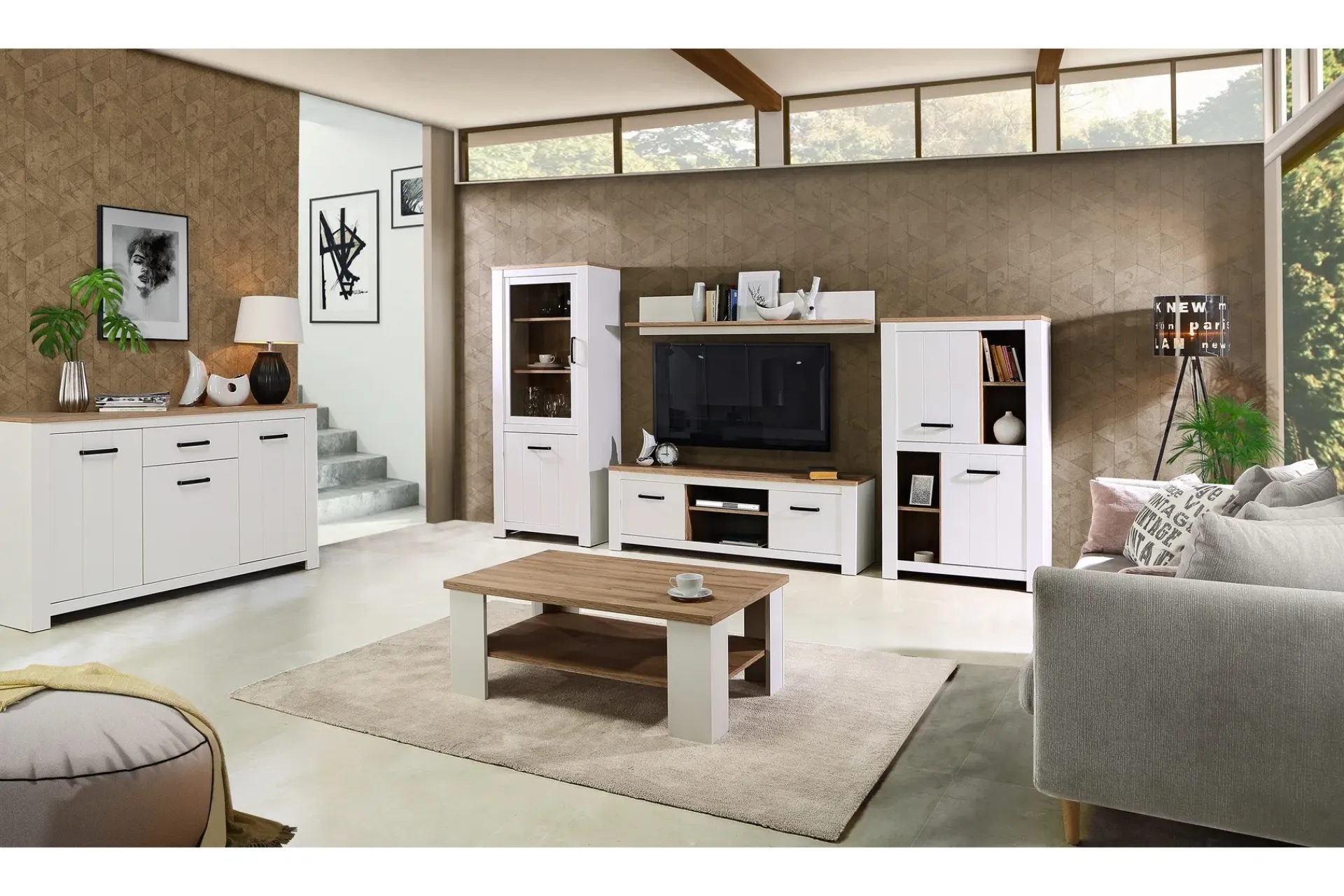 Sideboard & Skjenker-Crumpton Skjenk 87 cm Brun,Hvit