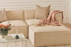 Andrarum Sofa Med Sjeselong-Cubo 4-seters Dyp Modulsofa med Divan i Stoff Beige