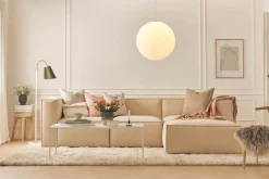 Andrarum Sofa Med Sjeselong-Cubo 4-seters Dyp Modulsofa med Divan i Stoff Beige